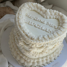 Load image into Gallery viewer, LUXE Pearl HEART Vintage Cakes (white on white)