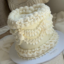 Load image into Gallery viewer, LUXE Pearl HEART Vintage Cakes (white on white)