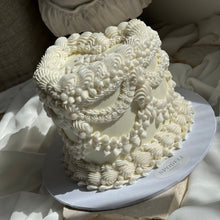 Load image into Gallery viewer, LUXE Pearl HEART Vintage Cakes (white on white)