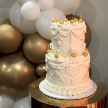 Load image into Gallery viewer, 2-Tier Ornate Round Vintage Cake