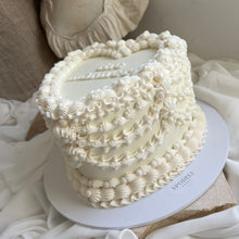 Load image into Gallery viewer, LUXE Pearl HEART Vintage Cakes (white on white)