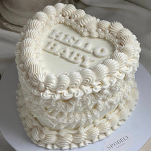 Load image into Gallery viewer, LUXE Pearl HEART Vintage Cakes (white on white)