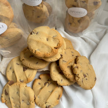 Load image into Gallery viewer, Stack of chunky choc chip cookies fresh from Spodeli bakery