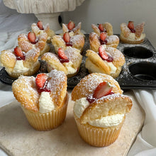 Load image into Gallery viewer, Heirloom butterfly cupcakes filled with fresh cream and baker’s jam, handmade by Spodeli in Newcastle