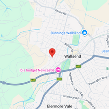 Load image into Gallery viewer, Map of Wallsend with a red pin indicating Spodeli location