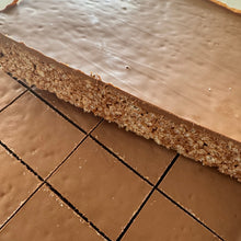 Load image into Gallery viewer, Side view of thick Mars Bar slice slab showing rice bubble and chocolate layers