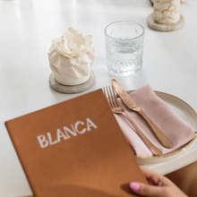 Load image into Gallery viewer, Magnolia Mini Cake from Spodeli Mini Series styled as a wedding place setting with personalised menu and tableware