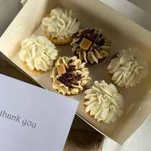 Load image into Gallery viewer, Mixed flavour cupcakes in a gift box with buttercream swirls and thank you card, Spodeli Newcastle