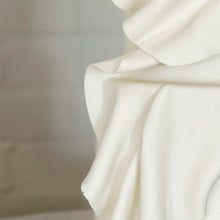 Load image into Gallery viewer, A two-tiered round cake with white draping between the tiers, presented on a turntable.