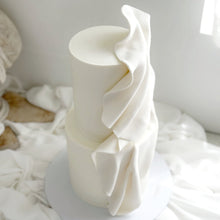 Load image into Gallery viewer, Artistic draped fondant wedding cake by Spodeli Newcastle