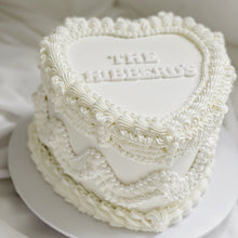 Load image into Gallery viewer, LUXE Pearl HEART Vintage Cakes (white on white)
