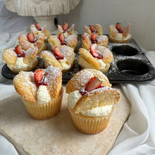 Load image into Gallery viewer, Butterfly Cupcakes (muffin size) - Fresh Cream &amp; Bakers Jam
