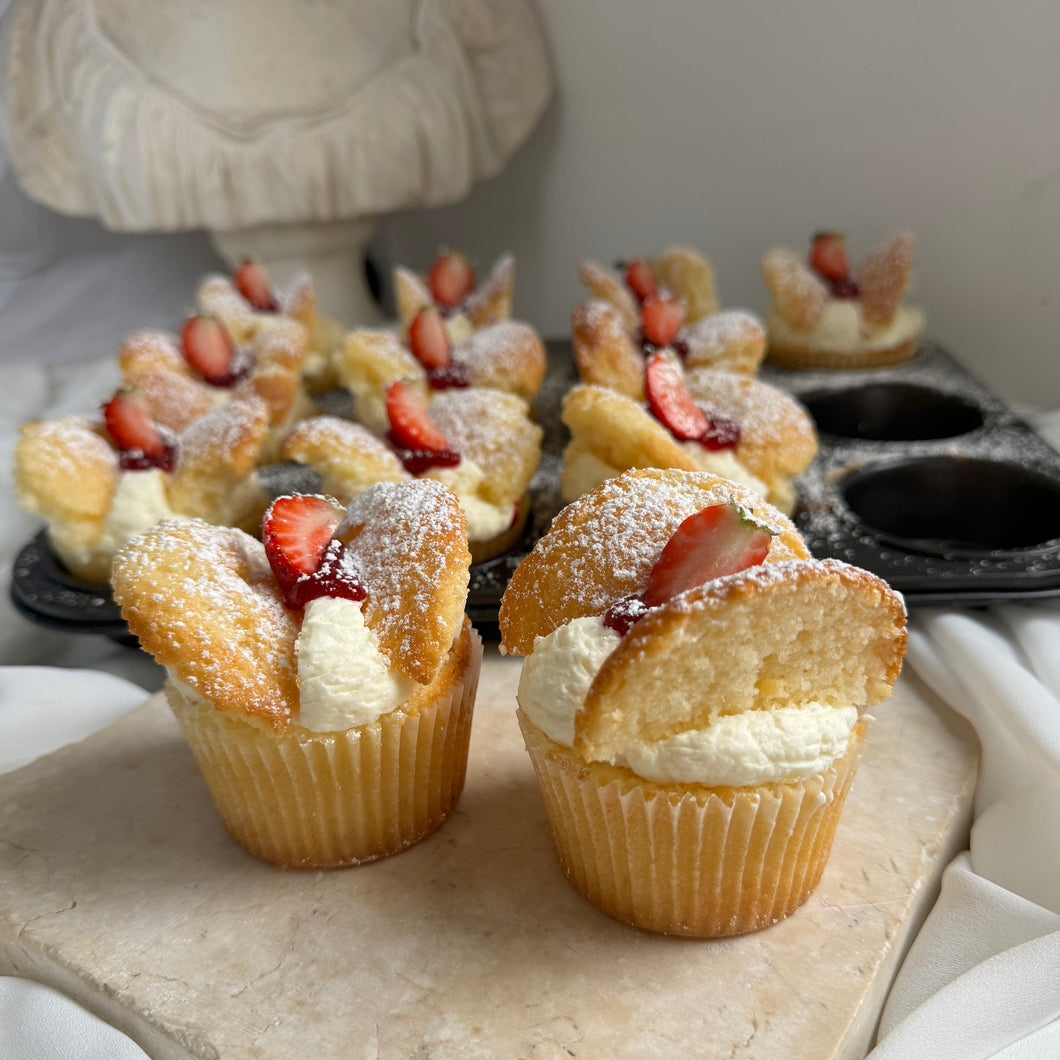 Butterfly Cupcakes (muffin size) - Fresh Cream & Bakers Jam
