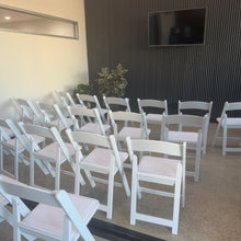 Load image into Gallery viewer, Americana White Folding Chair HIRE (max 40)
