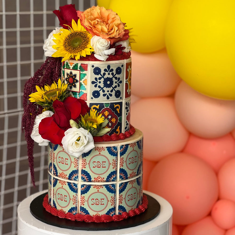 Mexican Talavera Tile Cake⎟Personalized Tile Art