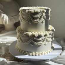 Load image into Gallery viewer, 2-Tier LUXE Pearl Vintage Round (white on white)
