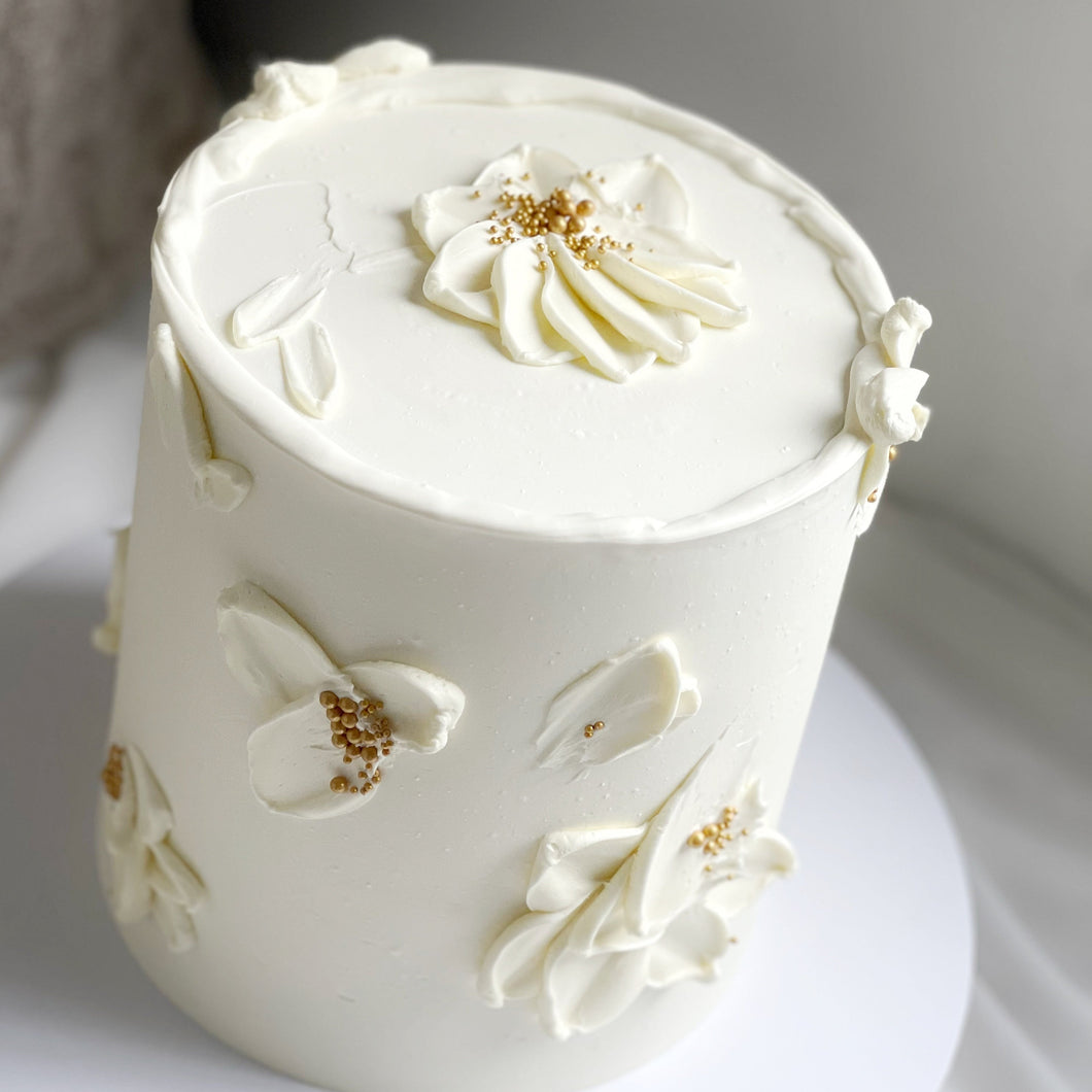 Hand Painted Palette Knife Floral Cake⎜Extended height (24 or 32 pax)