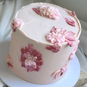 Hand Painted Palette Knife Florals Cake | 7” Extended Height