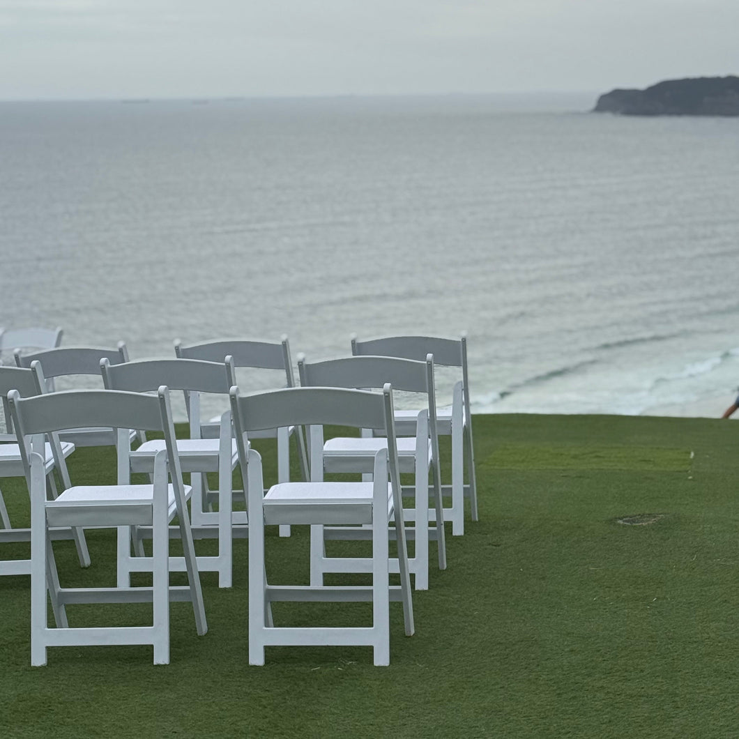 Americana White Folding Chair HIRE (max 40)