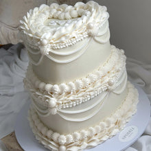 Load image into Gallery viewer, 2-Tier LUXE Pearl Vintage Hearts (white on white)
