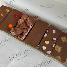 Load image into Gallery viewer, Gift boxed assortment of homemade chocolate slices in different flavours, arranged for sharing
