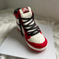 Handcrafted Nike shoe cake in high top style