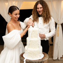 Load image into Gallery viewer, Wedding moment featuring a three-tier fluffy bow cake
