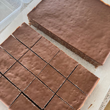Load image into Gallery viewer, Full slab of heirloom Mars Bar slice cut into bite-size squares, topped with Cadbury chocolate
