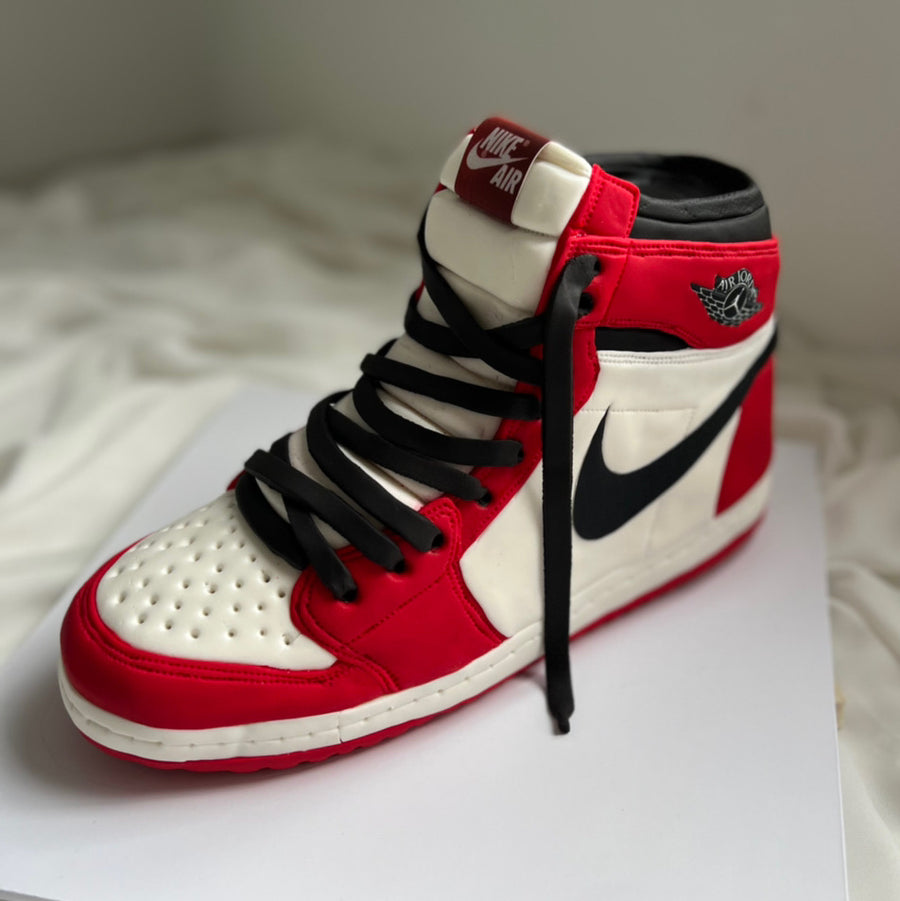 Custom Nike high top sneaker cake with realistic detailing