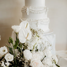 Load image into Gallery viewer, Traditional White Wedding Tower Cake

