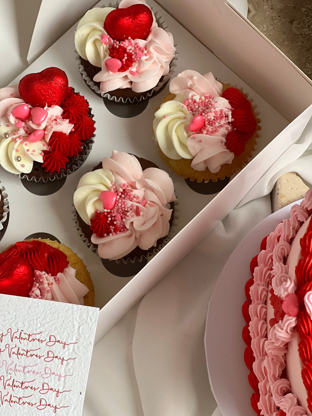 Valentine's Assorted Cupcakes Boxed (six)